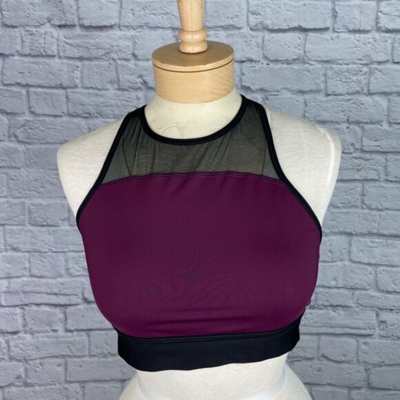 VS Pink Logo Maroon Mesh Sports Bra Size L - Picture 1 of 4